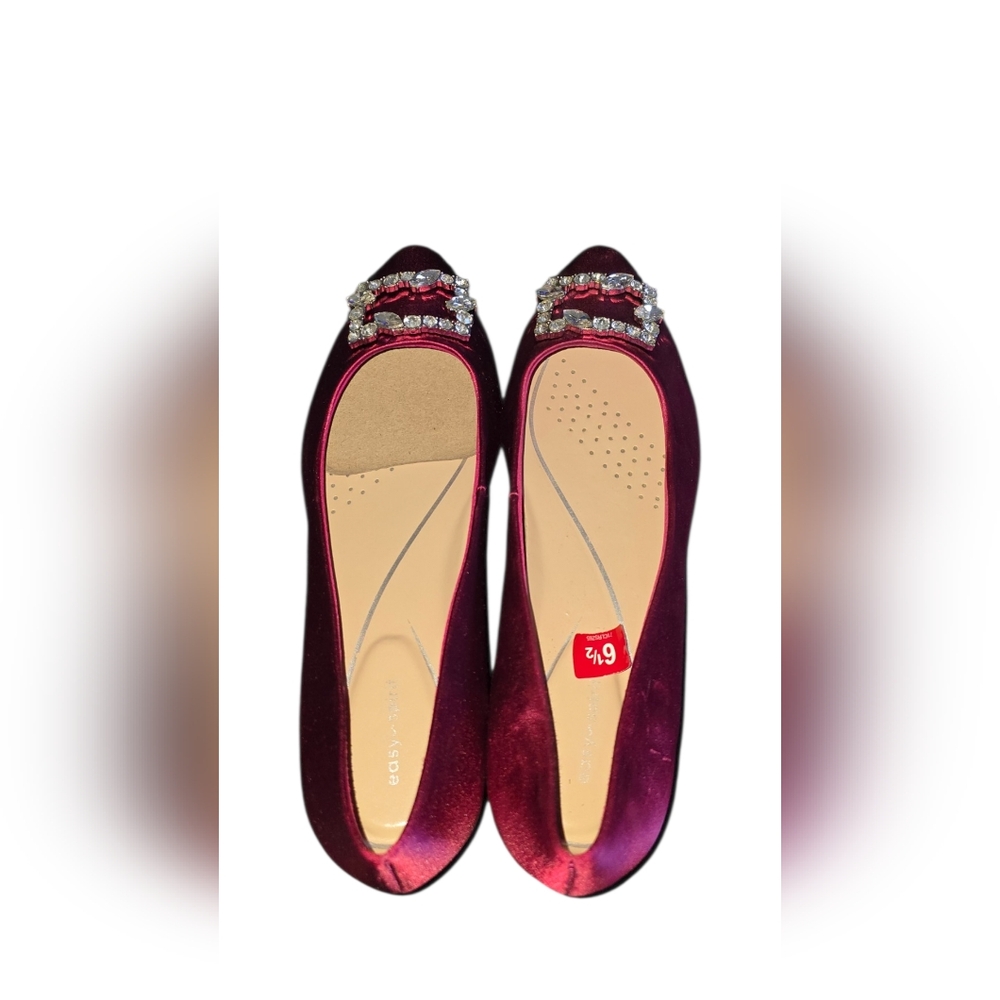 Easy Spirit Women's Satin Pointed Shoes in Dark Red